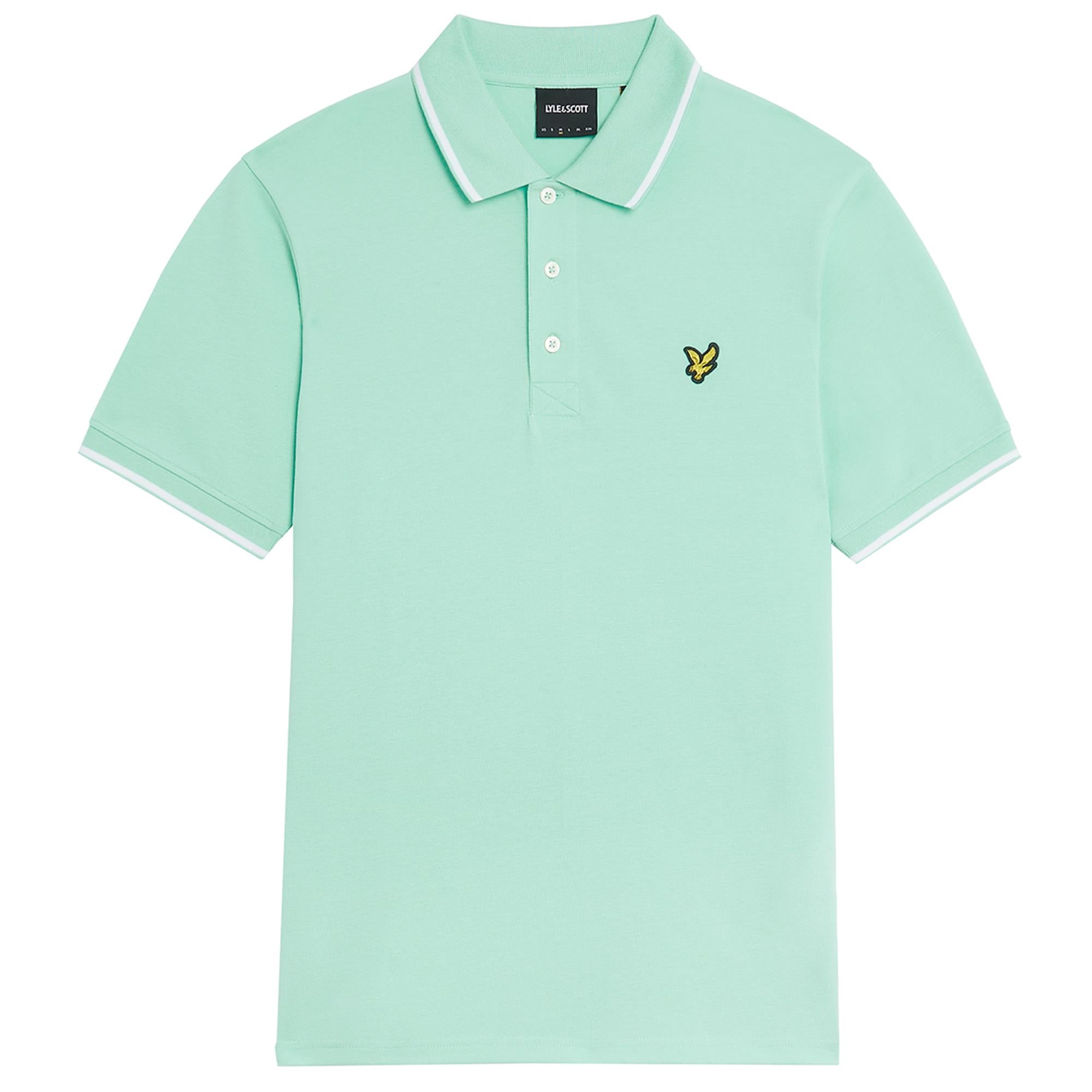 Lyle & Scott Tipped Mens Polo Shirt Aquamarine/White